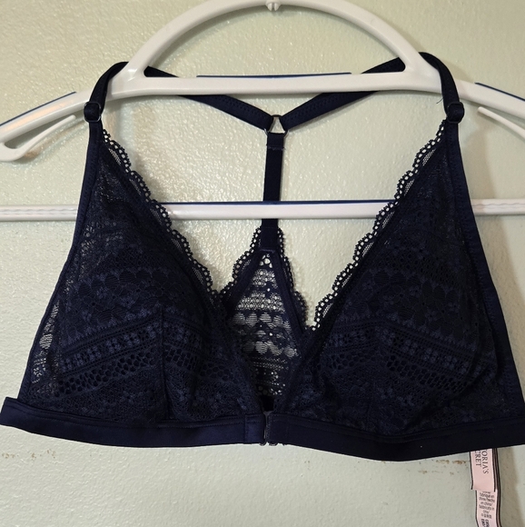 Victoria's Secret | Navy Lace Front Close Bralette Size Large - Picture 1 of 8